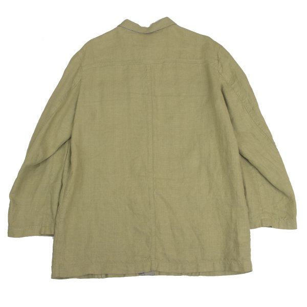 Papas Linen Lapel Tuck Design Jacket Chartreuse Size 50L
