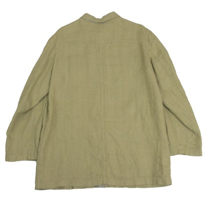 Papas Linen Lapel Tuck Design Jacket Chartreuse Size 50L