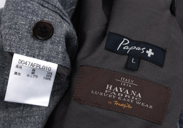 Papas HAVANA Mixed Fabric Linen Silk Suit Blue Size L