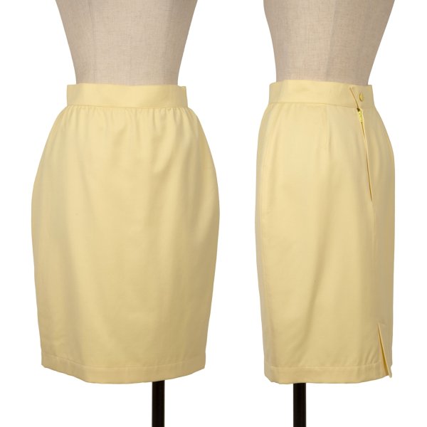 Thierry Mugler Wool A-Line Midi Skirt Yellow Size 63-90