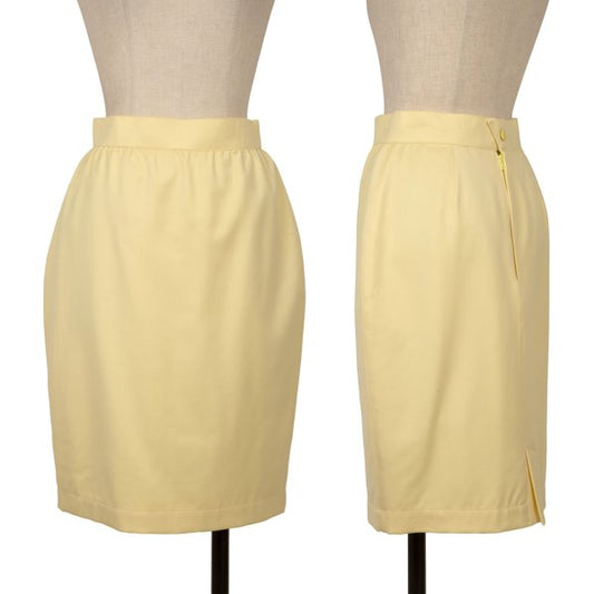 Thierry Mugler Wool A-Line Midi Skirt Yellow Size 63-90