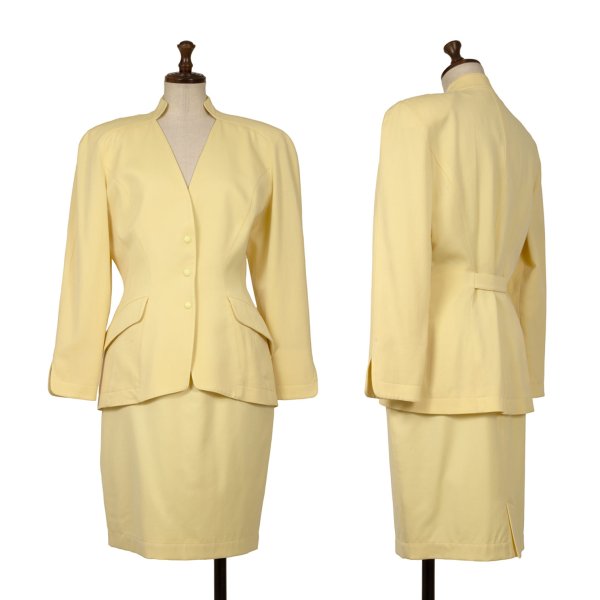 Thierry Mugler Wool A-Line Midi Skirt Yellow Size 63-90