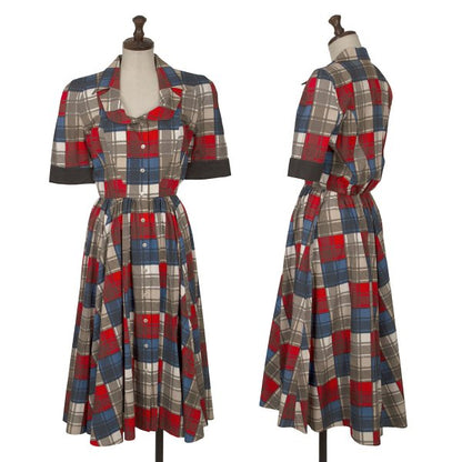 Thierry Mugler Cotton Check Print Dress Multi Size 7AR