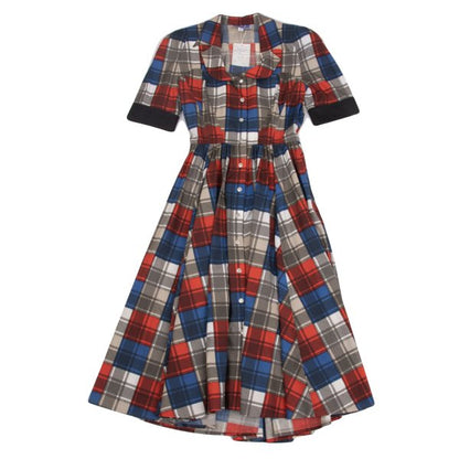 Thierry Mugler Cotton Check Print Dress Multi Size 7AR
