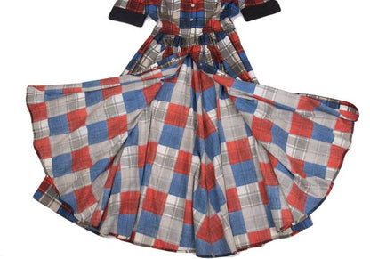 Thierry Mugler Cotton Check Print Dress Multi Size 7AR