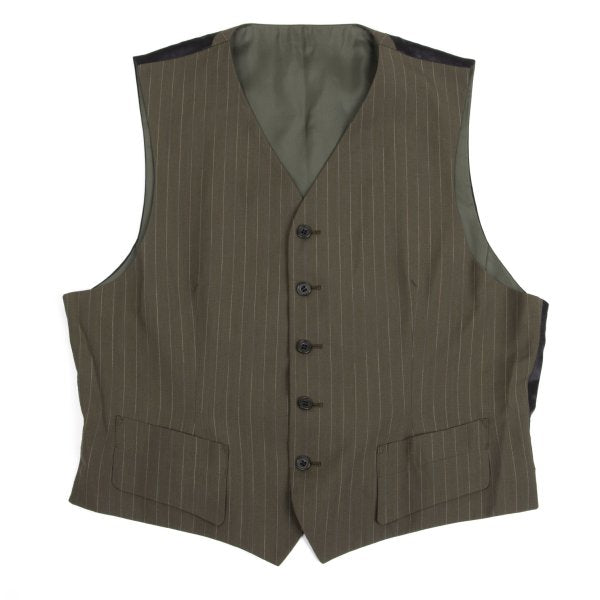 Jean Paul GAULTIER HOMME Striped Wool Vest Khaki Size 48
