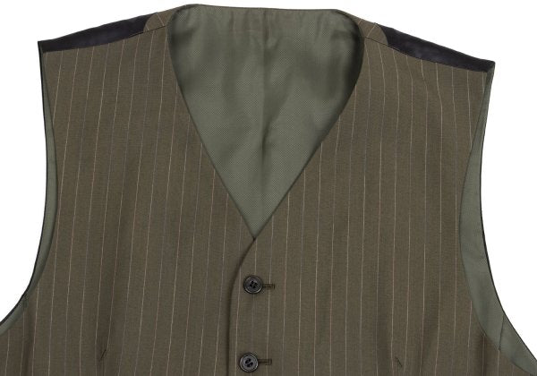 Jean Paul GAULTIER HOMME Striped Wool Vest Khaki Size 48