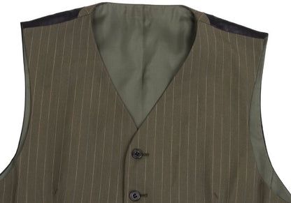Jean Paul GAULTIER HOMME Striped Wool Vest Khaki Size 48