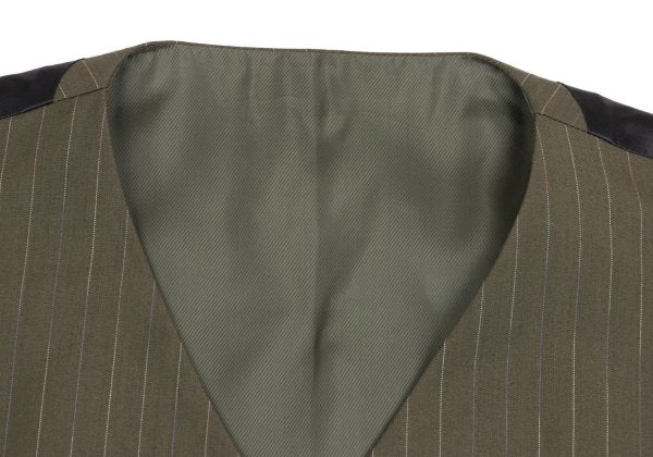 Jean Paul GAULTIER HOMME Striped Wool Vest Khaki Size 48