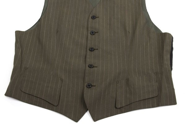 Jean Paul GAULTIER HOMME Striped Wool Vest Khaki Size 48