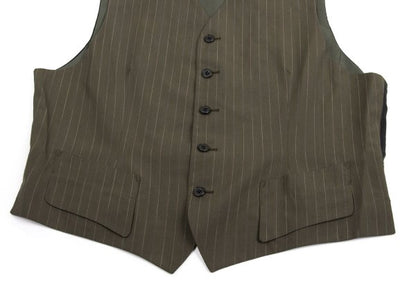 Jean Paul GAULTIER HOMME Striped Wool Vest Khaki Size 48