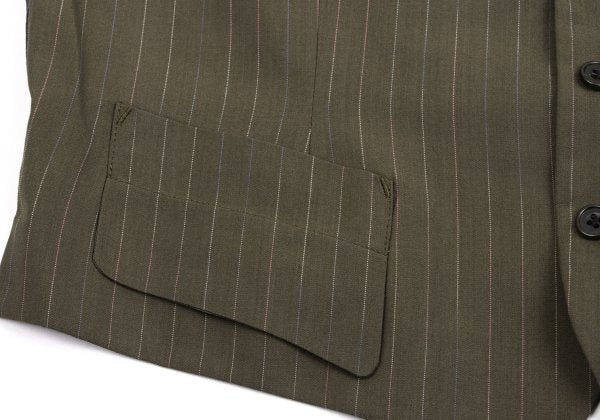 Jean Paul GAULTIER HOMME Striped Wool Vest Khaki Size 48