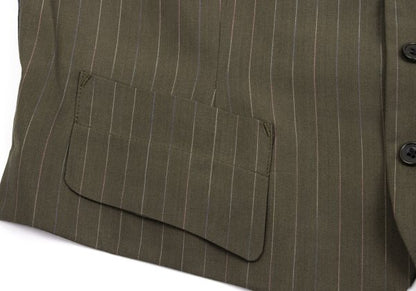Jean Paul GAULTIER HOMME Striped Wool Vest Khaki Size 48