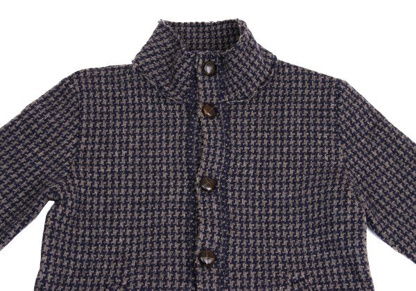 roberto collina Wool Houndstooth Stand Jacket Brown Size 46