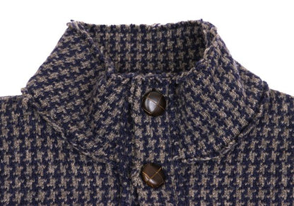 roberto collina Wool Houndstooth Stand Jacket Brown Size 46