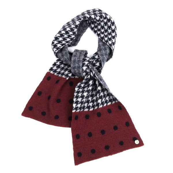 45rpm Wool Houndstooth Dot Scarf White
