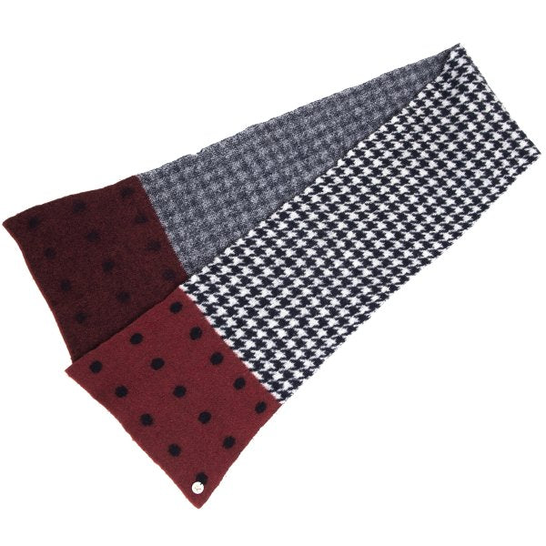 45rpm Wool Houndstooth Dot Scarf White