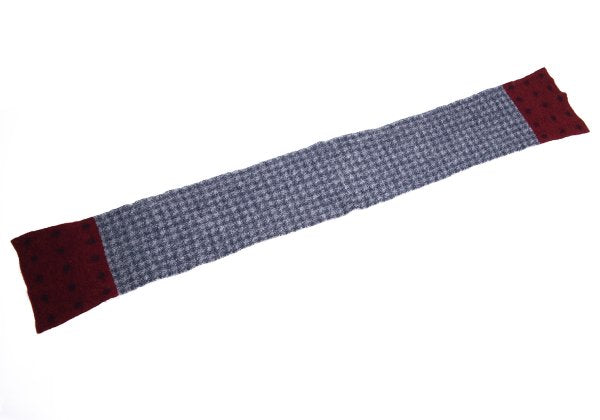 45rpm Wool Houndstooth Dot Scarf White