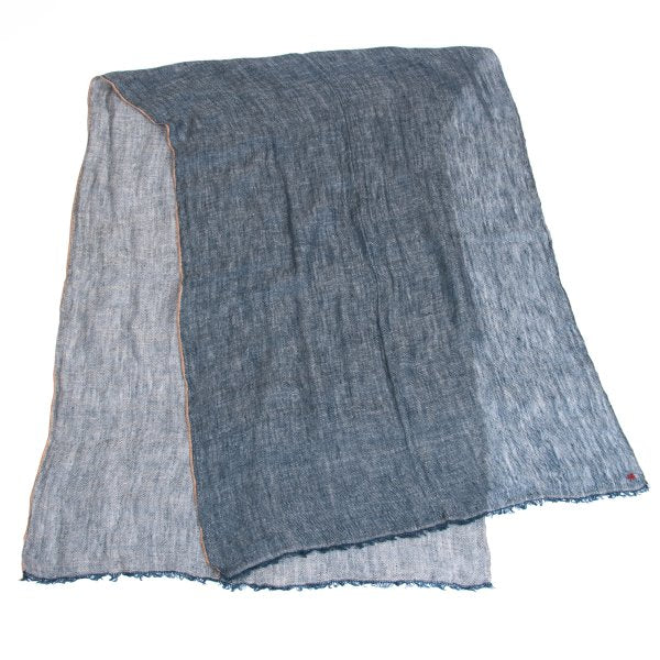 45rpm Fringed Linen Scarf Blue