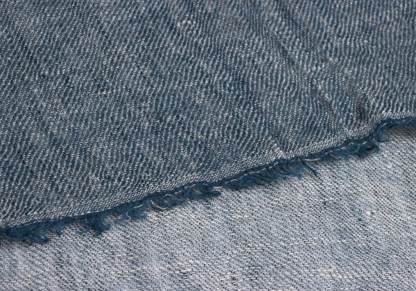 45rpm Fringed Linen Scarf Blue