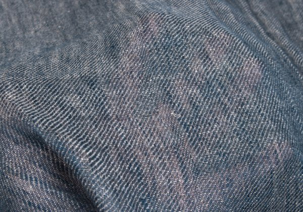 45rpm Fringed Linen Scarf Blue