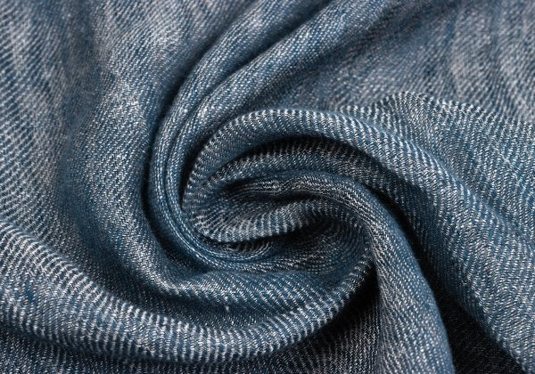 45rpm Fringed Linen Scarf Blue