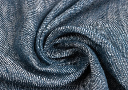 45rpm Fringed Linen Scarf Blue