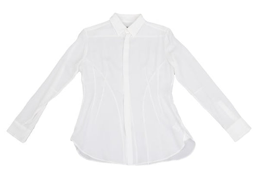 Y's Acetate Poly Fly Front Shirt White Size 40