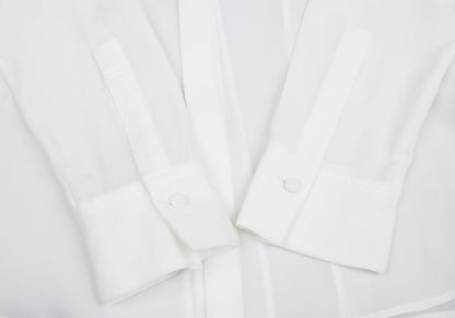 Y's Acetate Poly Fly Front Shirt White Size 40