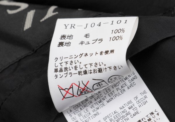 Y's Wool Snap Tailored Blazer Black Size 3