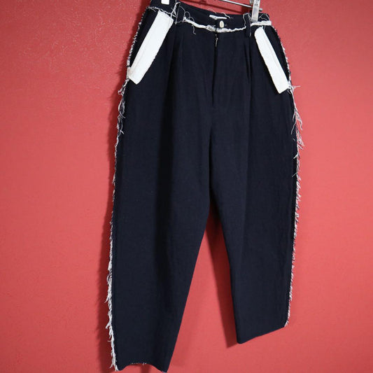 mina perhonen Navy Frayed Wide Slacks Size 36