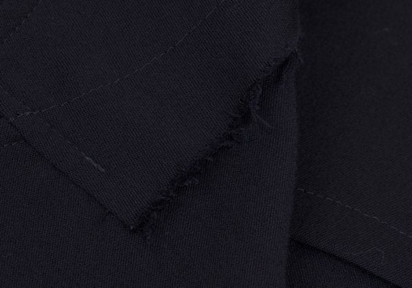 Y's Wool Rayon Raw Edge Snap Long Jacket Blue Size 1