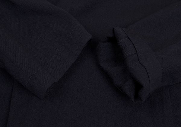 Y's Wool Rayon Raw Edge Snap Long Jacket Blue Size 1