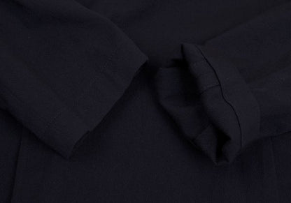 Y's Wool Rayon Raw Edge Snap Long Jacket Blue Size 1