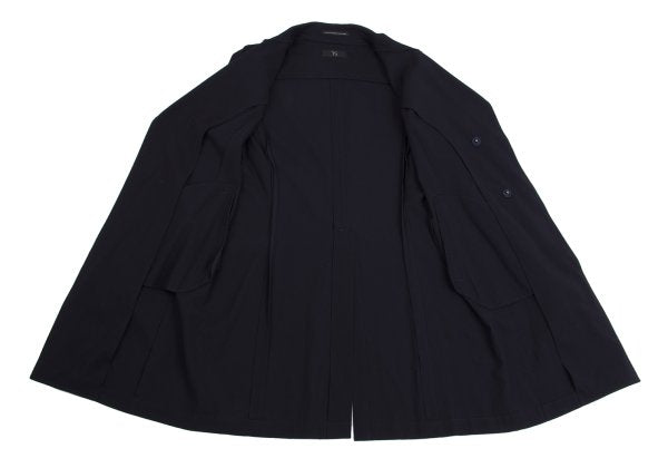 Y's Wool Rayon Raw Edge Snap Long Jacket Blue Size 1