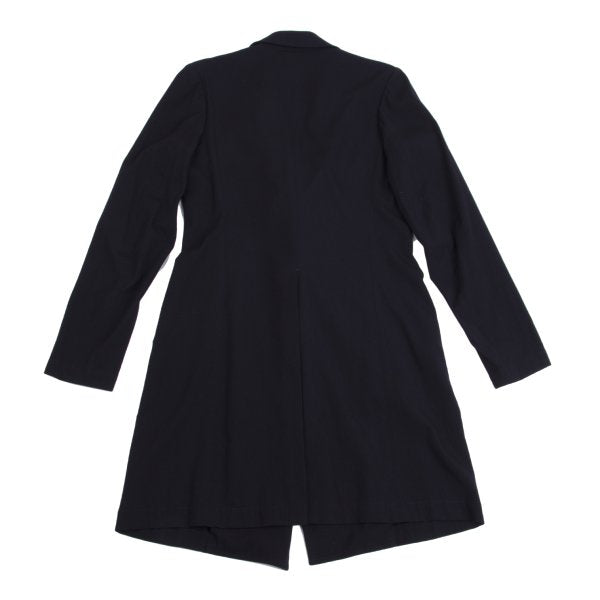 Y's Wool Rayon Raw Edge Snap Long Jacket Blue Size 1
