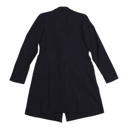 Y's Wool Rayon Raw Edge Snap Long Jacket Blue Size 1