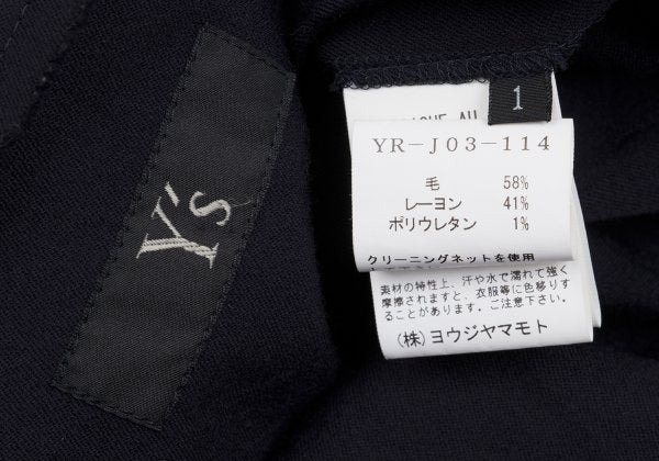 Y's Wool Rayon Raw Edge Snap Long Jacket Blue Size 1