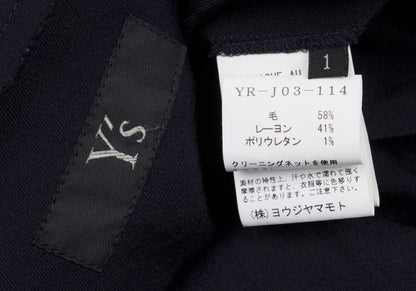 Y's Wool Rayon Raw Edge Snap Long Jacket Blue Size 1