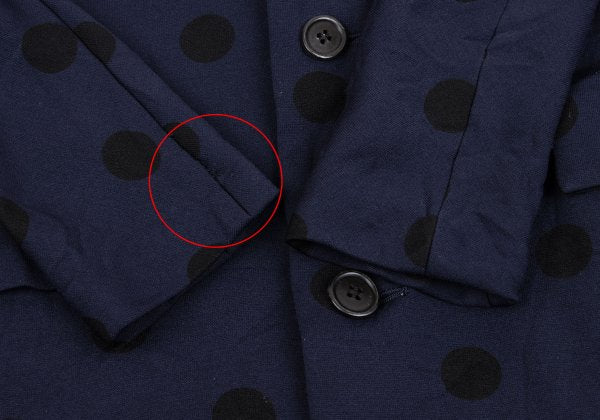 Y's Blue Wrinkle Finish Polka Dot Collarless Jacket Size 2
