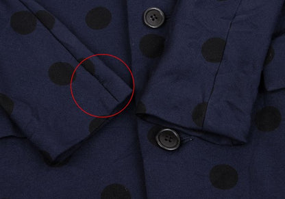 Y's Blue Wrinkle Finish Polka Dot Collarless Jacket Size 2