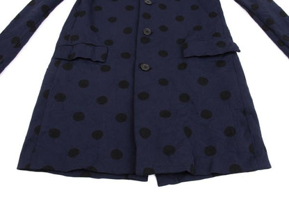 Y's Blue Wrinkle Finish Polka Dot Collarless Jacket Size 2