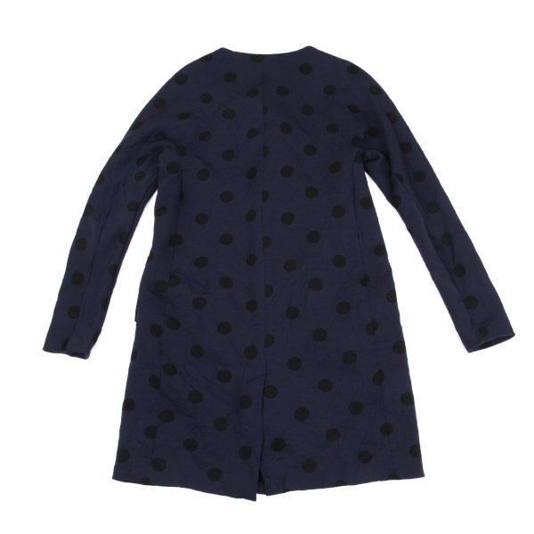 Y's Blue Wrinkle Finish Polka Dot Collarless Jacket Size 2