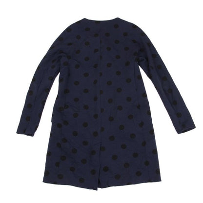 Y's Blue Wrinkle Finish Polka Dot Collarless Jacket Size 2