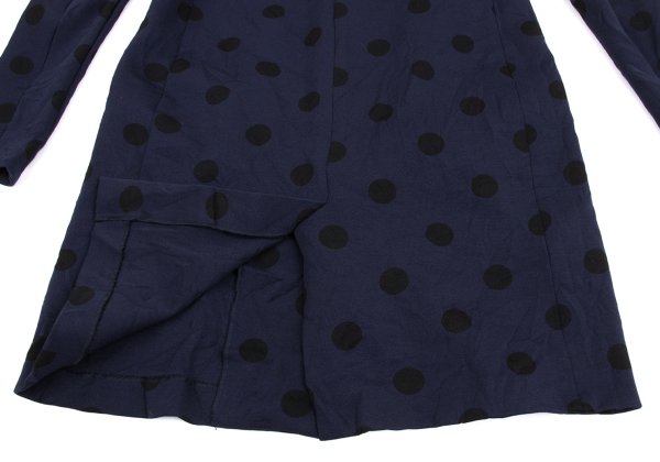 Y's Blue Wrinkle Finish Polka Dot Collarless Jacket Size 2