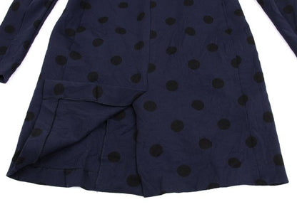 Y's Blue Wrinkle Finish Polka Dot Collarless Jacket Size 2