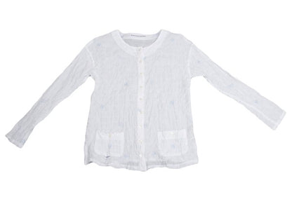 Mademoiselle NON NON Logo Embroidered Blouse White Size 38M
