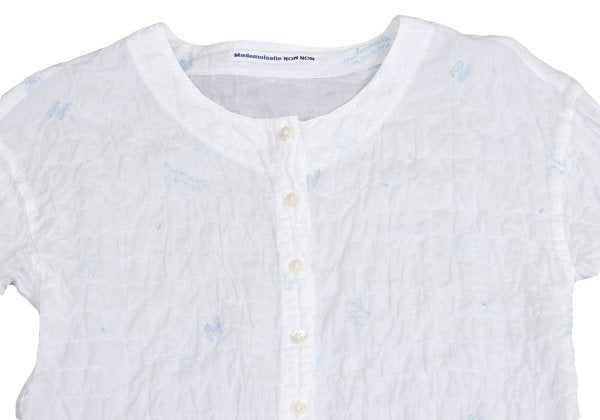 Mademoiselle NON NON Logo Embroidered Blouse White Size 38M