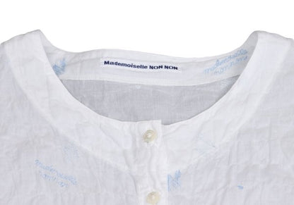 Mademoiselle NON NON Logo Embroidered Blouse White Size 38M