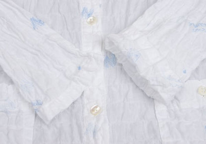 Mademoiselle NON NON Logo Embroidered Blouse White Size 38M